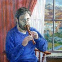 Bill Playing the Recorder, 1988